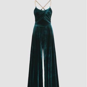Emerald Green Velvet Jumpsuit